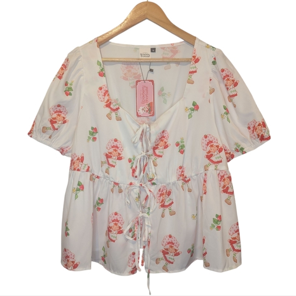 Strawberry Shortcake Shein Front Tie Closure Short Sleeve Shirt Size 1X